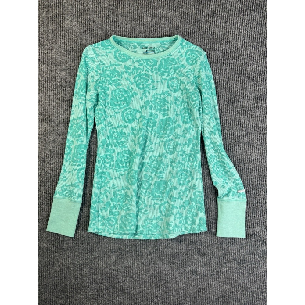 Columbia Omni-Wick Moisture Wicking‎ Pullover Green Floral Long Sleeve T-Shirt M